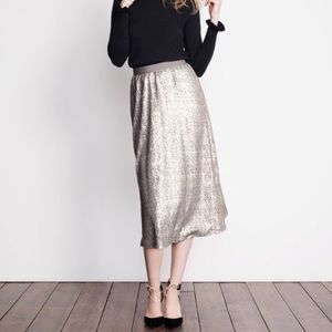 Boden Drapey sequin skirt party silver midi 2